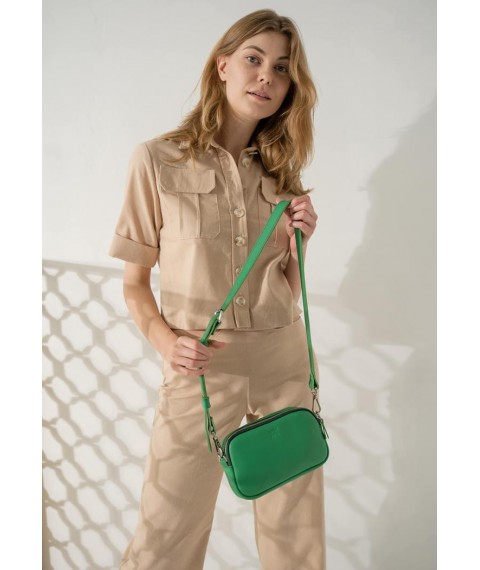 Жіноча шкіряна сумка поясна / кроссбоді Holly зелена