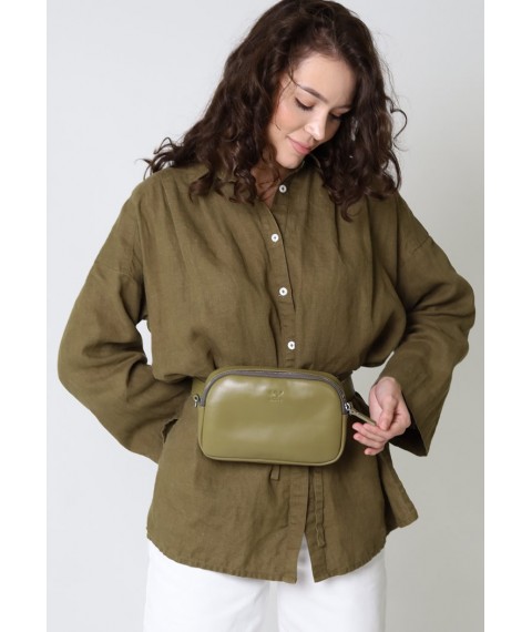 Women's leather belt/crossbody bag Holly olive