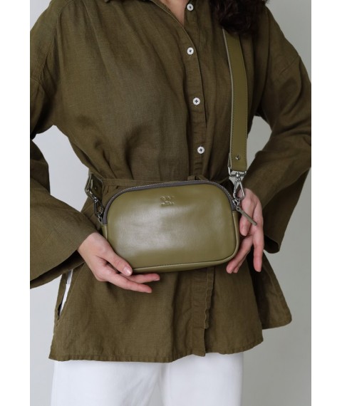 Women's leather belt/crossbody bag Holly olive