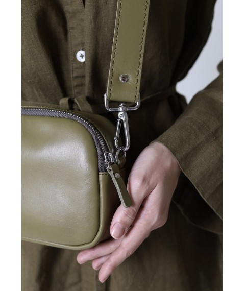 Women's leather belt/crossbody bag Holly olive