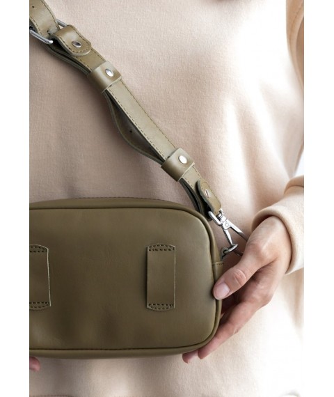 Women's leather belt/crossbody bag Holly olive