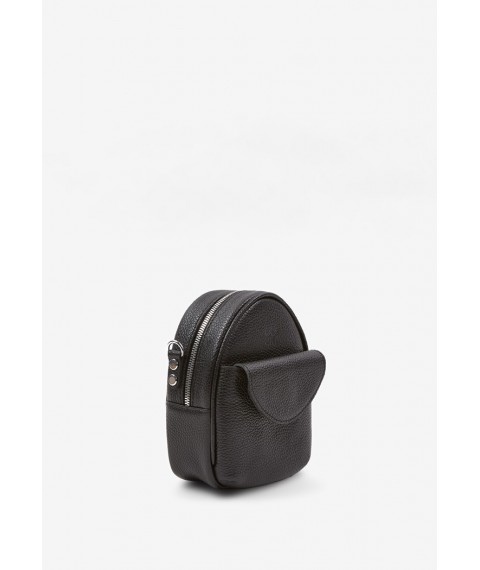 Leather women's mini bag Kroha black grained