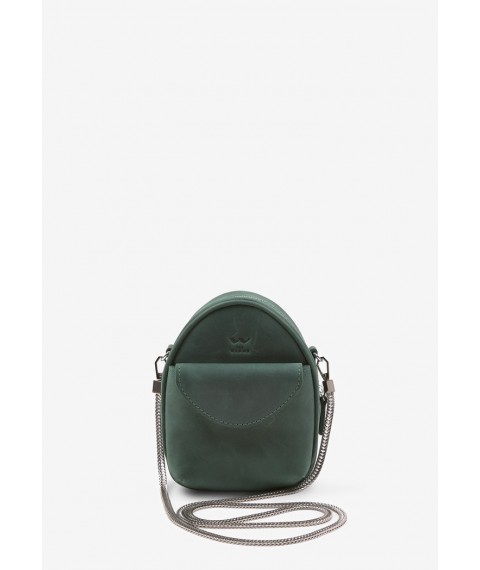 Кожаная женская мини-сумка Kroha зеленая винтажная