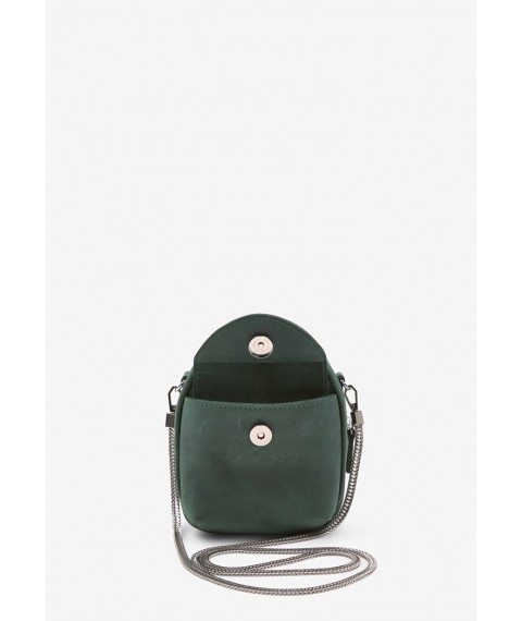 Кожаная женская мини-сумка Kroha зеленая винтажная