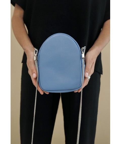 Шкіряна жіноча міні-сумка Kroha блакитний краст