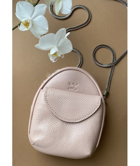 Leather women's mini bag Kroha powder