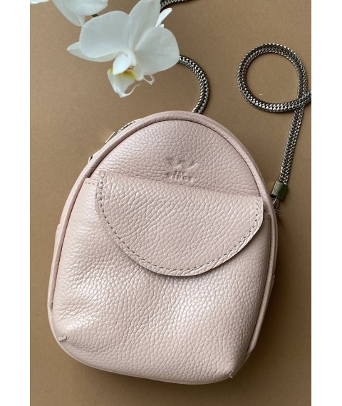 Leather women's mini bag Kroha powder