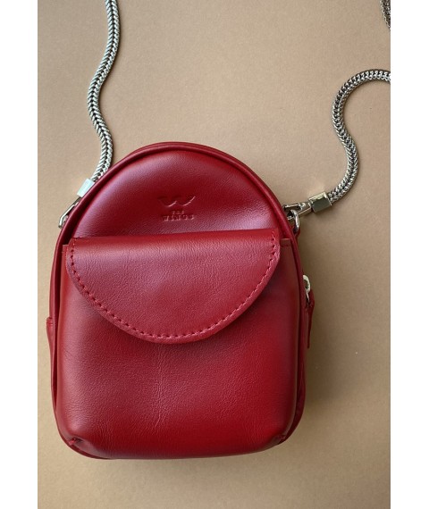 Leather women's mini bag Kroha red