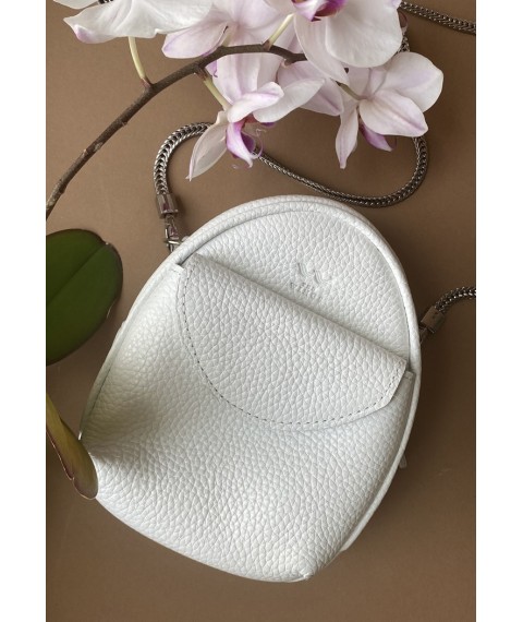 Leather women's mini bag Kroha white flotar