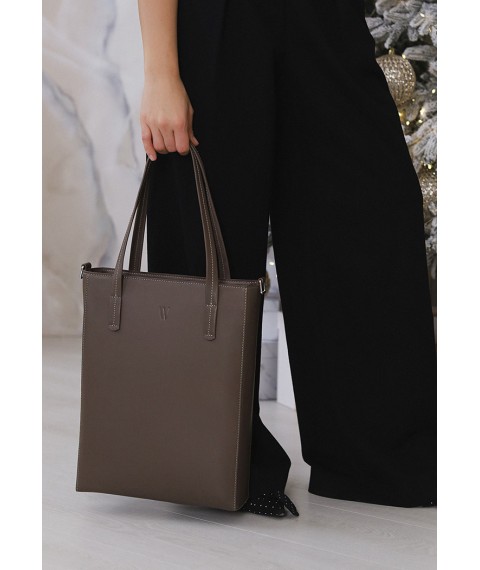 Leather shopper Nancy dark beige