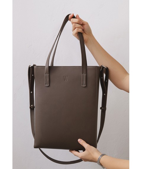 Leather shopper Nancy dark beige