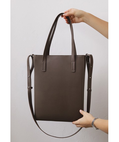 Leather shopper Nancy dark beige