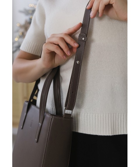 Leather shopper Nancy dark beige