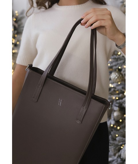 Leather shopper Nancy dark beige