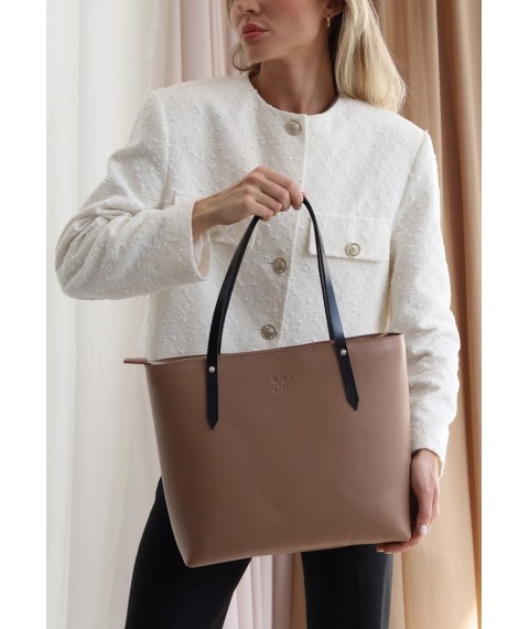 Leather shopper Walker Mini caramel crust