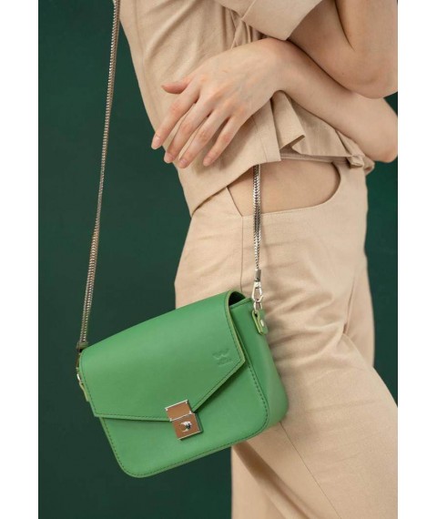 Women's leather handbag Yoko green