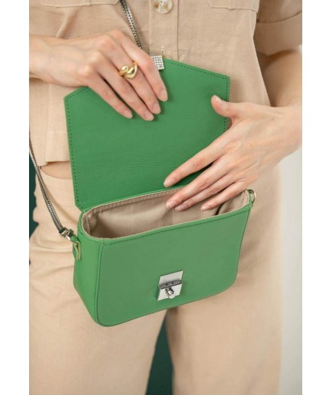 Women's leather handbag Yoko green