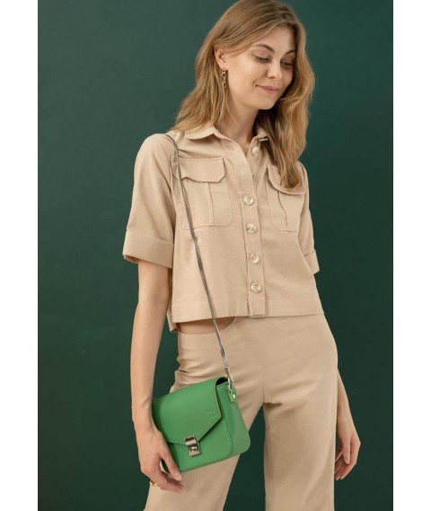 Women's leather handbag Yoko green