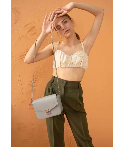 Women's leather handbag Yoko gray
