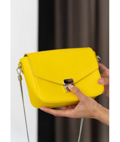 Women's leather handbag Yoko yellow crust