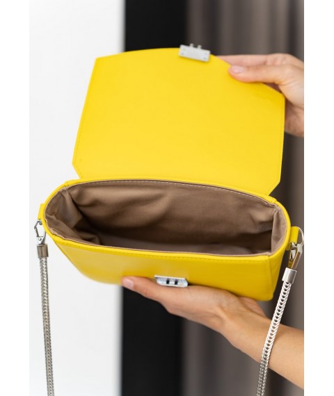 Women's leather handbag Yoko yellow crust