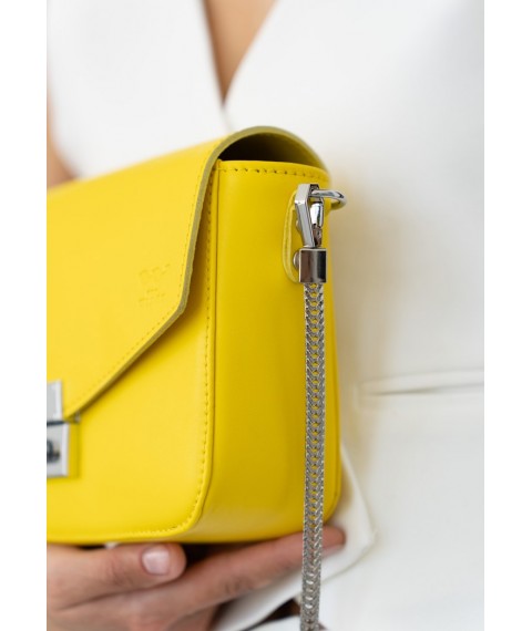 Women's leather handbag Yoko yellow crust