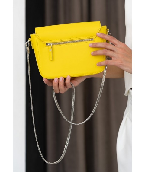 Women's leather handbag Yoko yellow crust