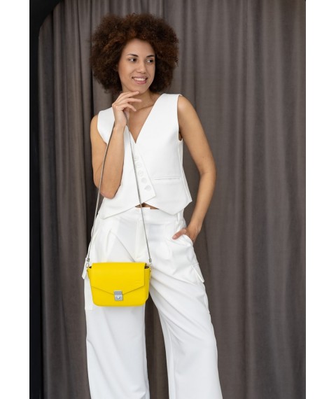 Women's leather handbag Yoko yellow crust