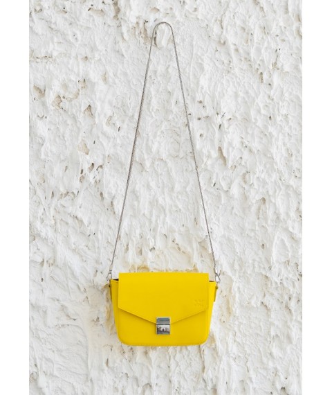 Women's leather handbag Yoko yellow crust