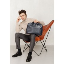 Leather business bag Attache Briefcase blue