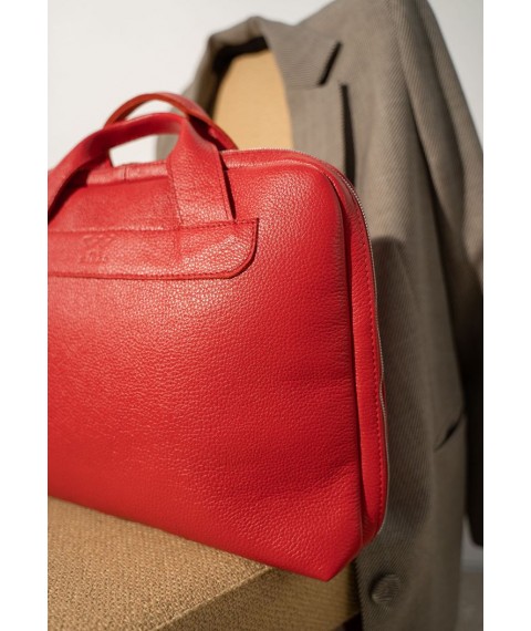 Кожаная деловая сумка Attache Briefcase красный флотар