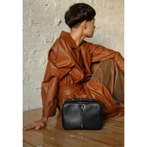 Women's leather bag Avenue black Saffiano
