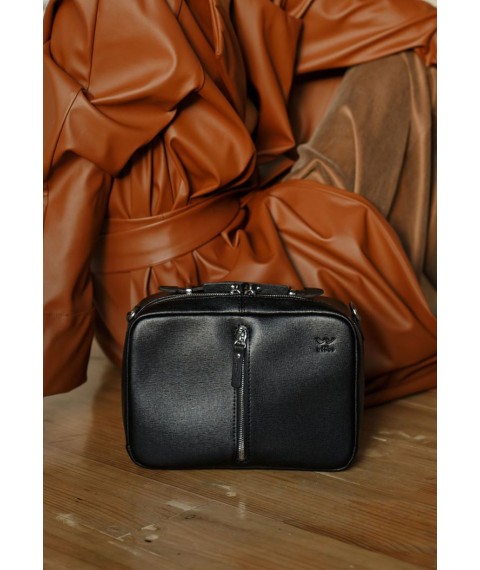 Women's leather bag Avenue black Saffiano