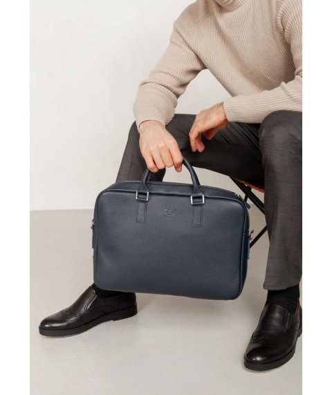 Кожаная деловая сумка Briefcase 2.0 синий Флотар
