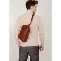 Чоловіча шкіряна сумка Chest bag світло-коричнева