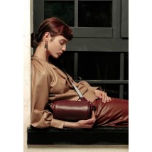 Leather crossbody belt bag Cylinder burgundy flotar