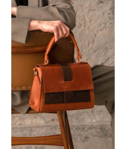 Women's leather bag Ester cognac brown vintage