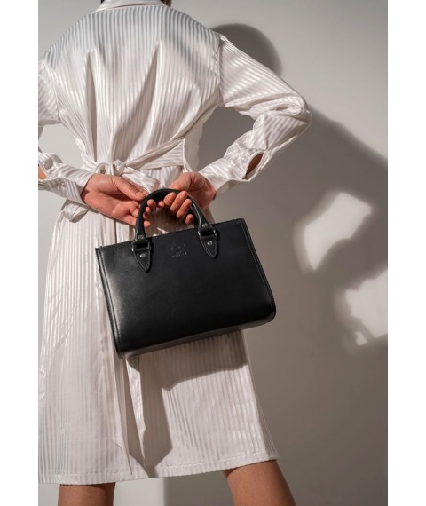 Women's leather bag Fancy black