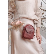 Leather women's mini bag Kroha burgundy vintage