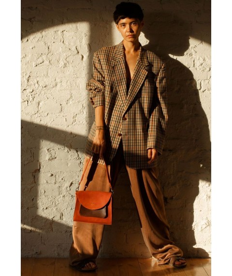 Women's leather bag Liv cognac brown vintage