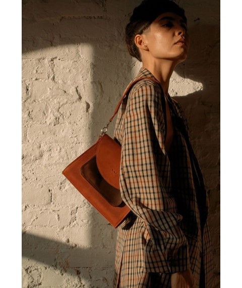 Women's leather bag Liv cognac brown vintage