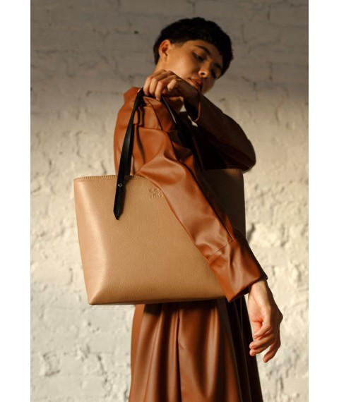 Leather shopper Walker Mini caramel flotar