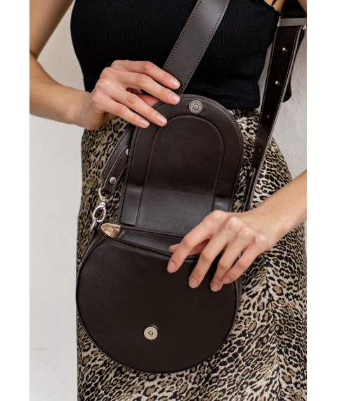 Жіноча шкіряна сумка Mandy темно-коричнева