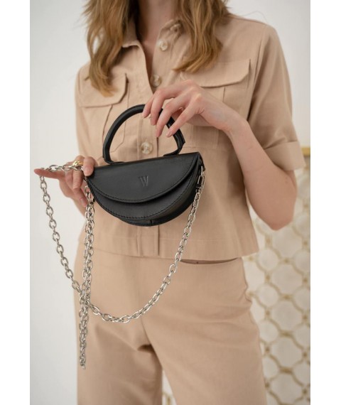 Women's leather mini bag Chris micro black