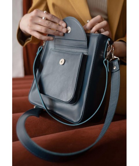 Жіноча шкіряна сумка Stella темно-синя