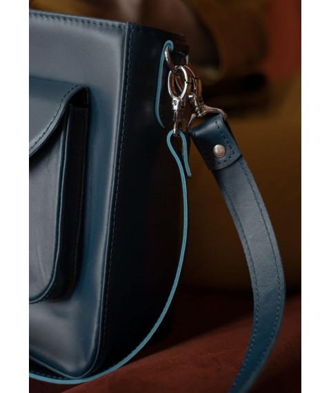 Жіноча шкіряна сумка Stella темно-синя