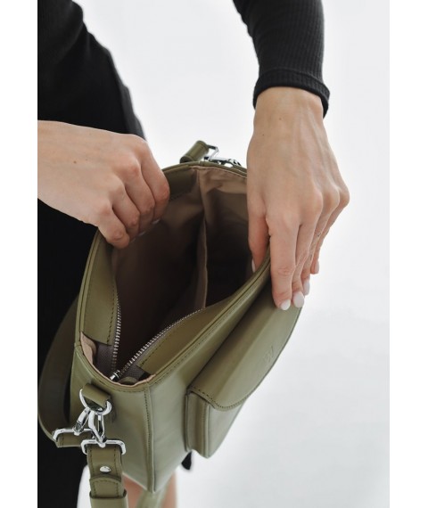 Women's leather bag Stella olive