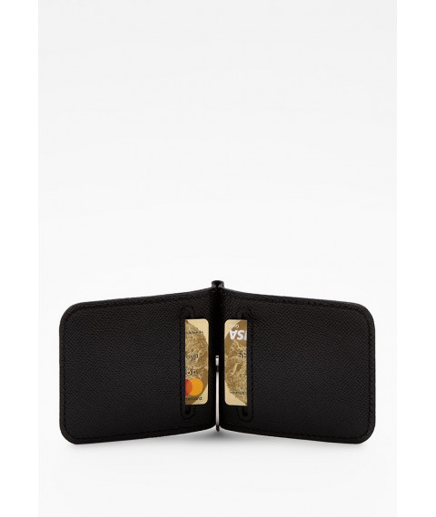 Leather money clip black saffiano