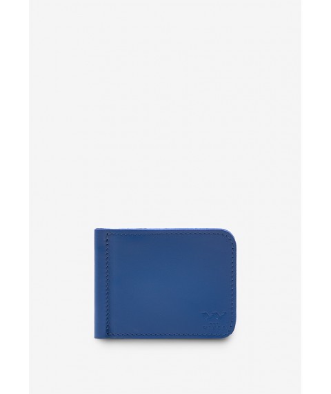 Leather money clip bright blue