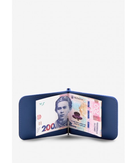 Leather money clip bright blue